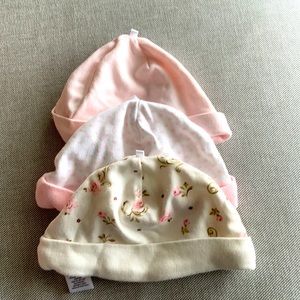 100% Cotton Pink 0-3 Months Infant Girl Hats